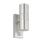 Eglo Applique Murale Riga 5 Acier Inoxydable Up & Down 2W 250lm - 830 Blanc Chaud | IP44 - Détecteur De Mouvement